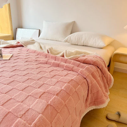Coperta Sherpa morbida con trama a scacchiera