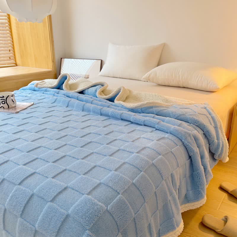 Coperta Sherpa morbida con trama a scacchiera