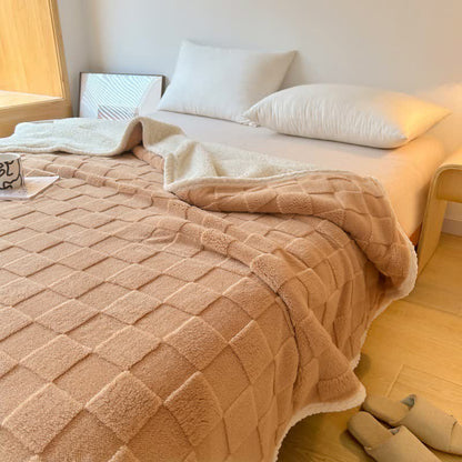 Coperta Sherpa morbida con trama a scacchiera