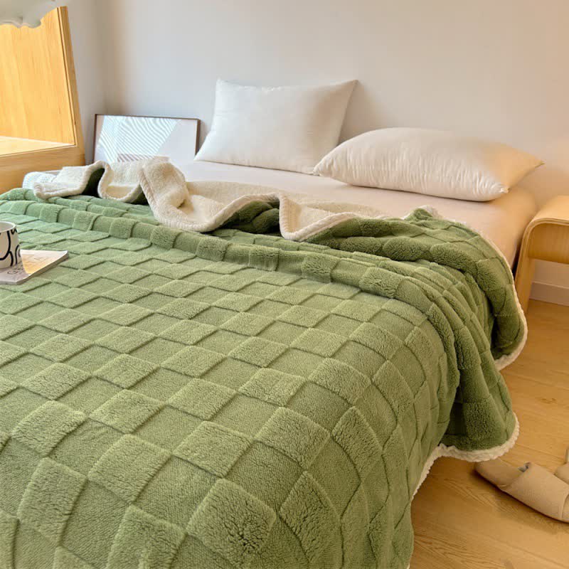 Coperta Sherpa morbida con trama a scacchiera