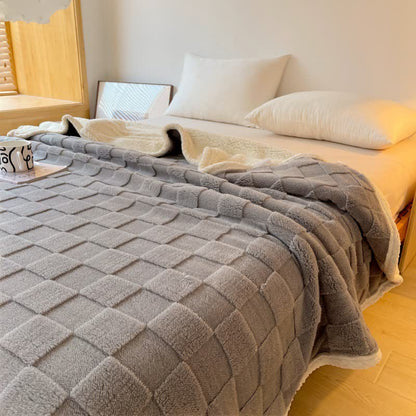Coperta Sherpa morbida con trama a scacchiera