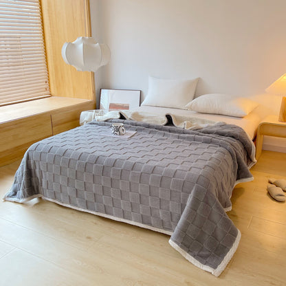 Coperta Sherpa morbida con trama a scacchiera