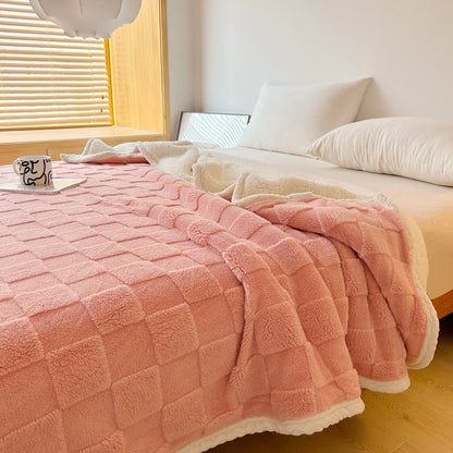 Coperta Sherpa morbida con trama a scacchiera