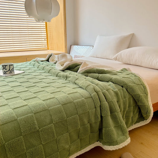 Coperta Sherpa morbida con trama a scacchiera