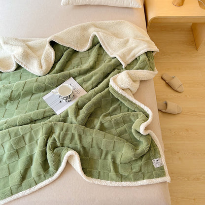 Coperta Sherpa morbida con trama a scacchiera
