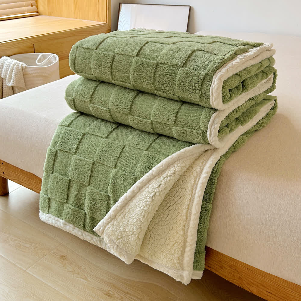 Coperta Sherpa morbida con trama a scacchiera