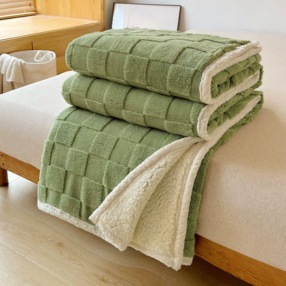 Coperta Sherpa morbida con trama a scacchiera
