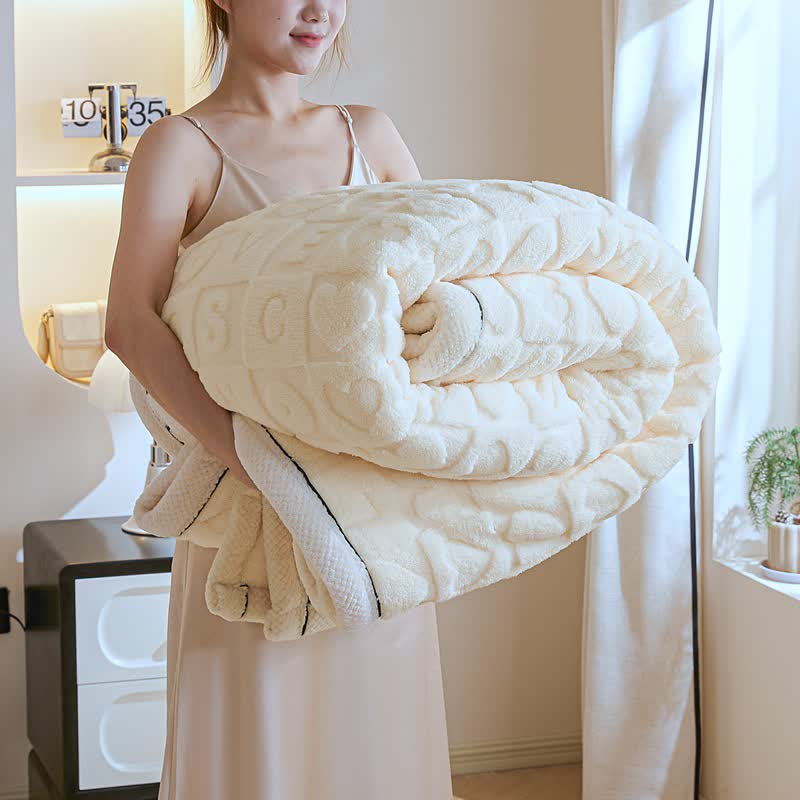 Coperta in pile con stampa a cuore in tinta unita