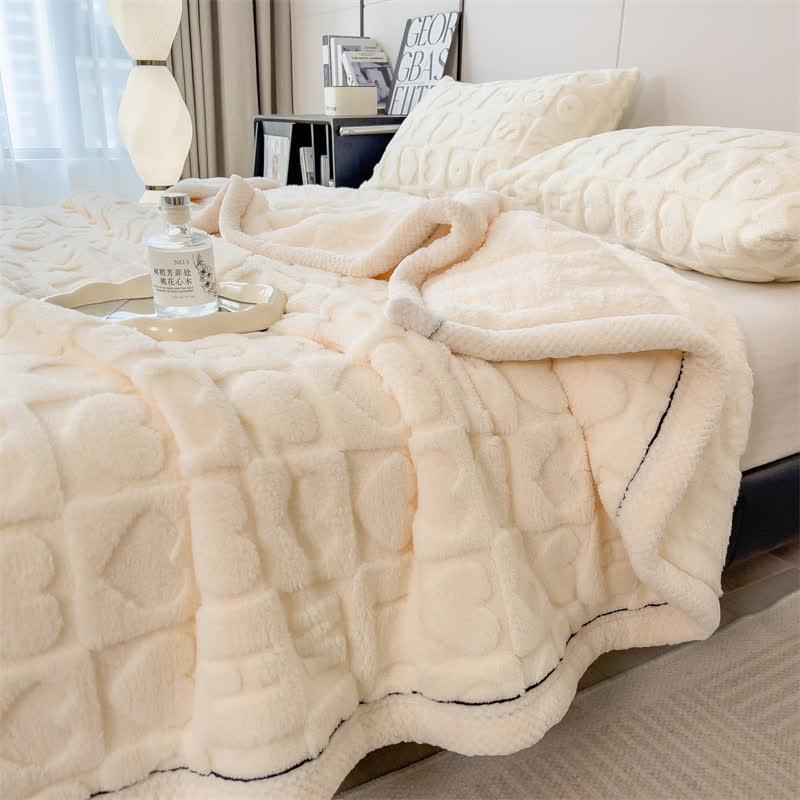 Coperta in pile con stampa a cuore in tinta unita