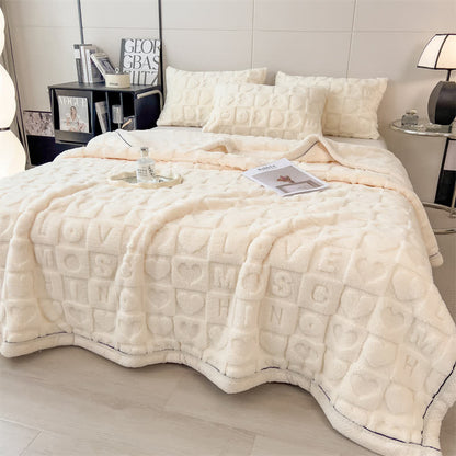 Coperta in pile con stampa a cuore in tinta unita