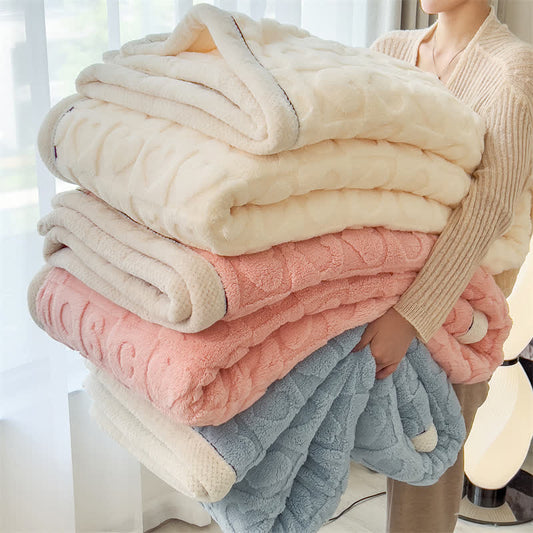 Coperta in pile con stampa a cuore in tinta unita