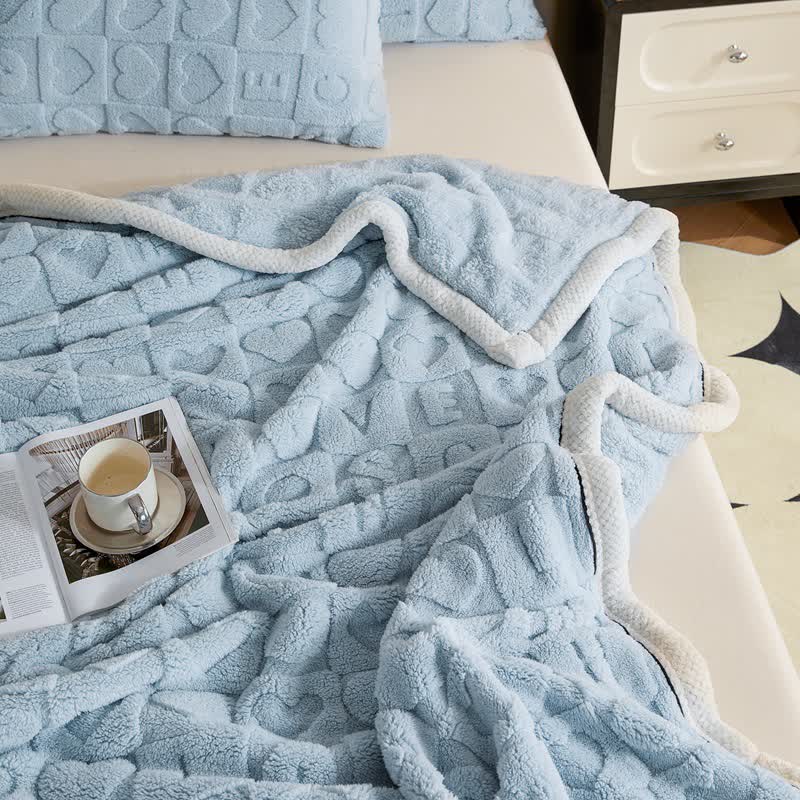 Coperta in pile con stampa a cuore in tinta unita