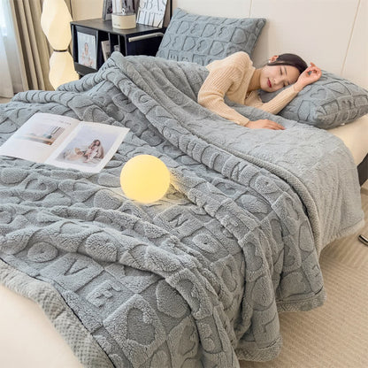 Coperta in pile con stampa a cuore in tinta unita