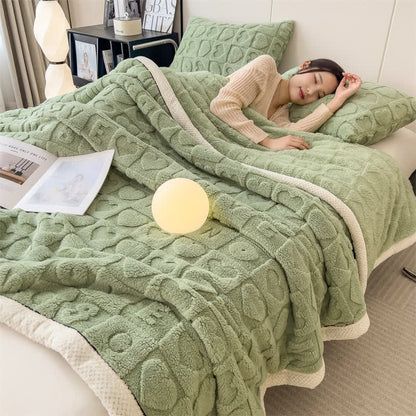 Coperta in pile con stampa a cuore in tinta unita