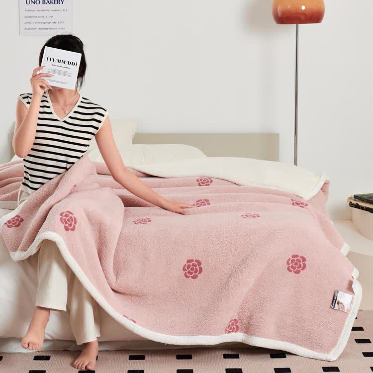 Coperta in pile con motivo pastorale Camellia per ragazze