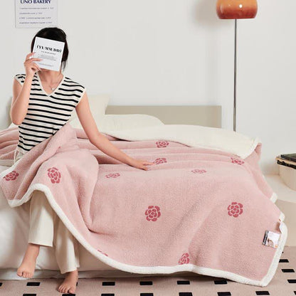 Coperta in pile con motivo pastorale Camellia per ragazze