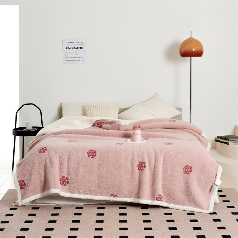 Coperta in pile con motivo pastorale Camellia per ragazze