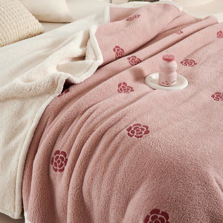 Coperta in pile con motivo pastorale Camellia per ragazze