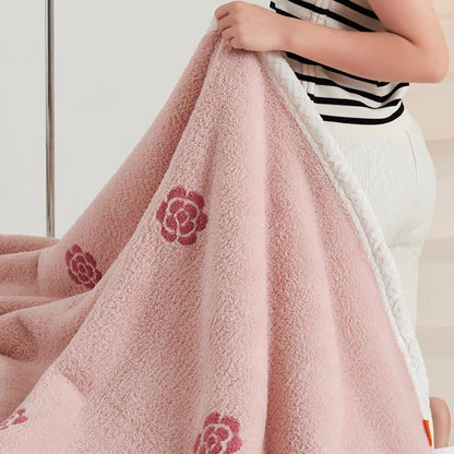 Coperta in pile con motivo pastorale Camellia per ragazze