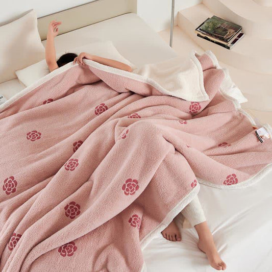 Coperta in pile con motivo pastorale Camellia per ragazze