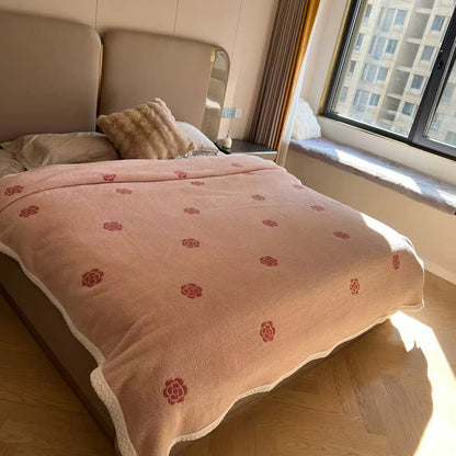 Coperta in pile con motivo pastorale Camellia per ragazze