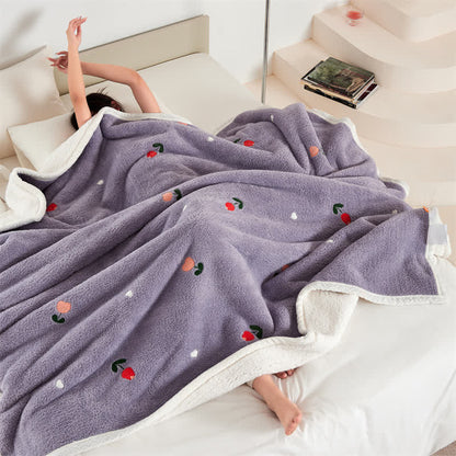 Coperta in pile morbido con motivo pastorale Tulip