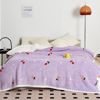 Coperta in pile morbido con motivo pastorale Tulip