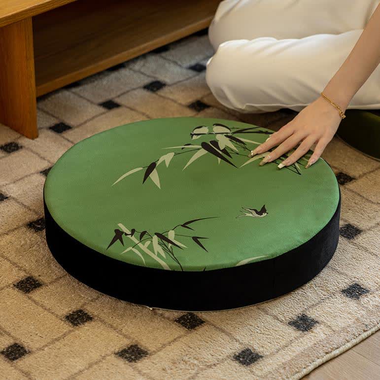 Cuscino da pavimento in bambù pastorale di forma rotonda