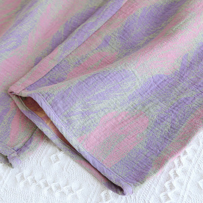 Pigiama in puro cotone jacquard con piume