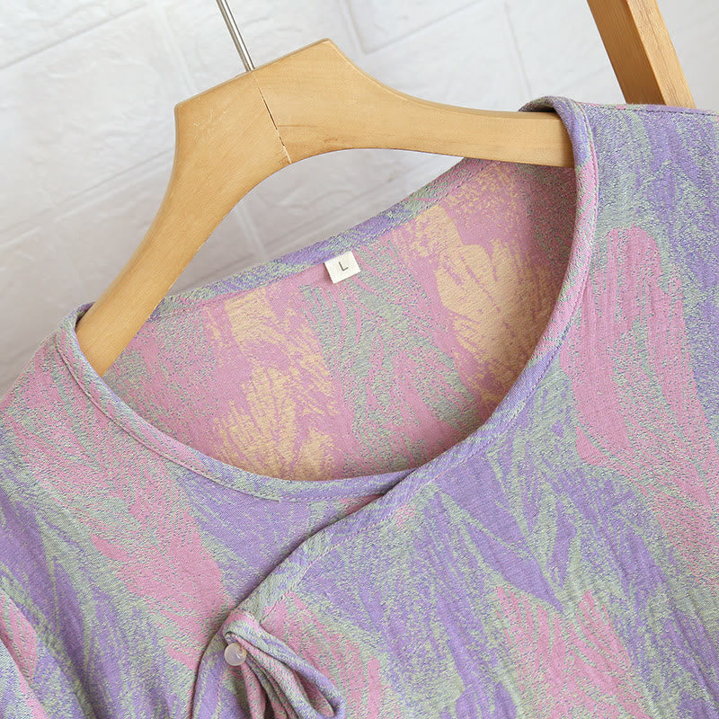 Pigiama in puro cotone jacquard con piume