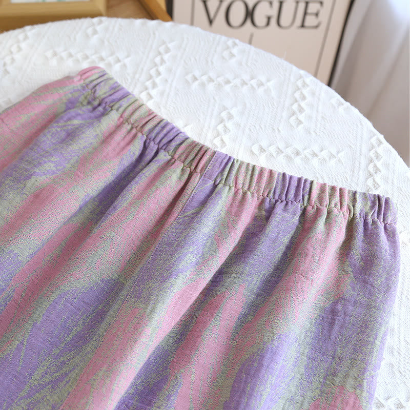 Pigiama in puro cotone jacquard con piume