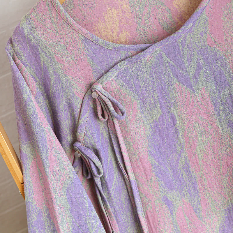 Pigiama in puro cotone jacquard con piume