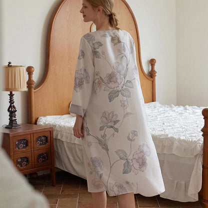 Camicia da notte elegante e floreale in fibra di Lyocell