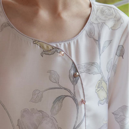 Camicia da notte elegante e floreale in fibra di Lyocell