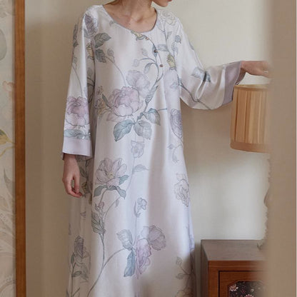 Camicia da notte elegante e floreale in fibra di Lyocell