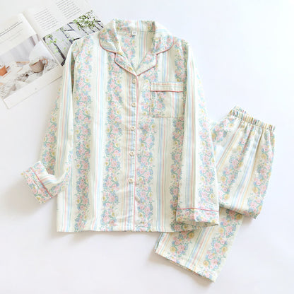 Pigiama in garza di cotone con cardigan floreale