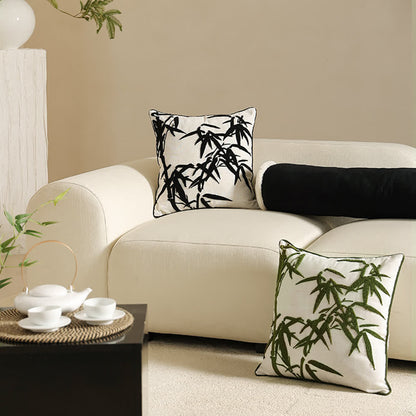 Elegante federa decorativa in bambù ricamata