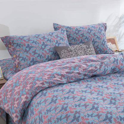 Elegante set di biancheria da letto in garza di cotone a forma di farfalla (4 pezzi)