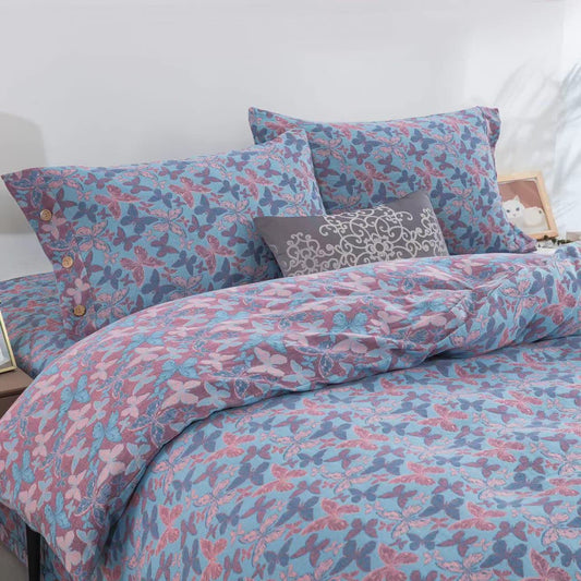 Elegante set di biancheria da letto in garza di cotone a forma di farfalla (4 pezzi)