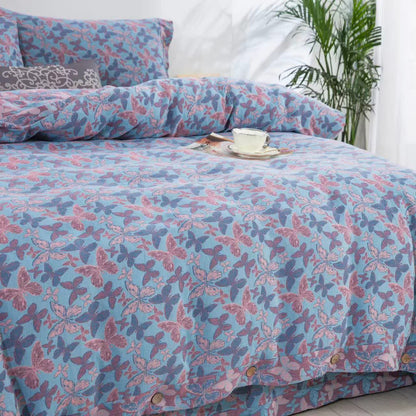 Elegante set di biancheria da letto in garza di cotone a forma di farfalla (4 pezzi)