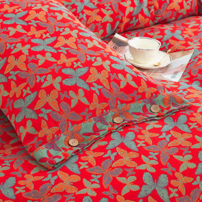 Elegante set di biancheria da letto in garza di cotone a forma di farfalla (4 pezzi)
