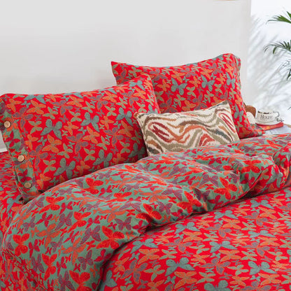 Elegante set di biancheria da letto in garza di cotone a forma di farfalla (4 pezzi)