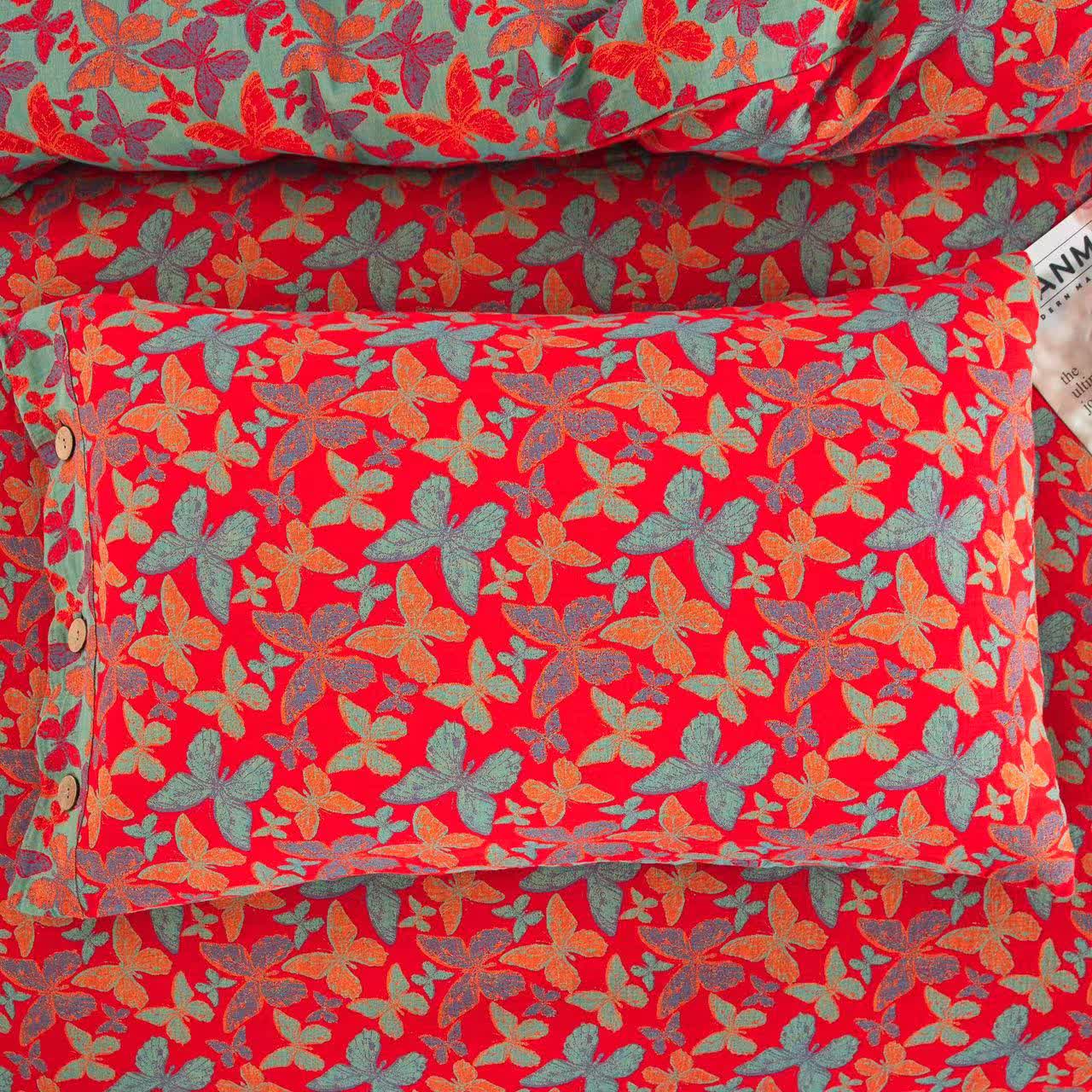 Elegante set di biancheria da letto in garza di cotone a forma di farfalla (4 pezzi)