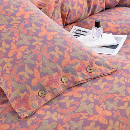 Elegante set di biancheria da letto in garza di cotone a forma di farfalla (4 pezzi)