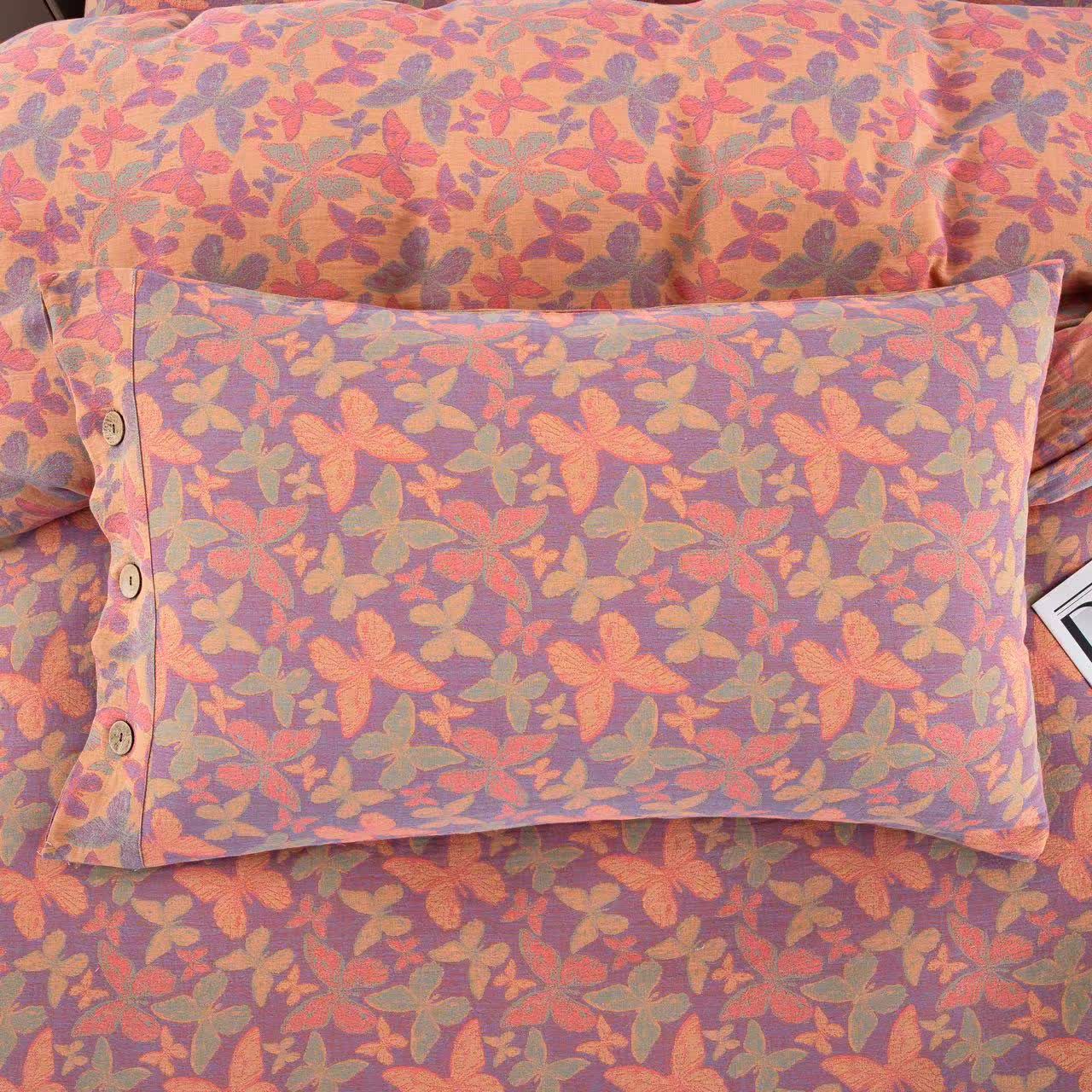 Elegante set di biancheria da letto in garza di cotone a forma di farfalla (4 pezzi)