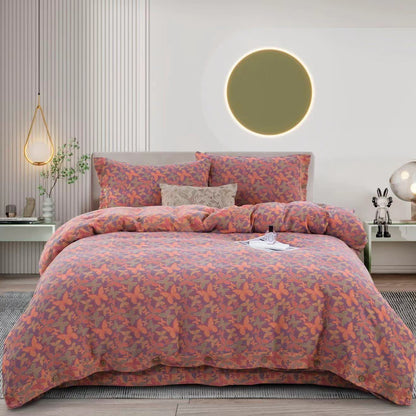 Elegante set di biancheria da letto in garza di cotone a forma di farfalla (4 pezzi)
