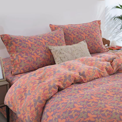 Elegante set di biancheria da letto in garza di cotone a forma di farfalla (4 pezzi)