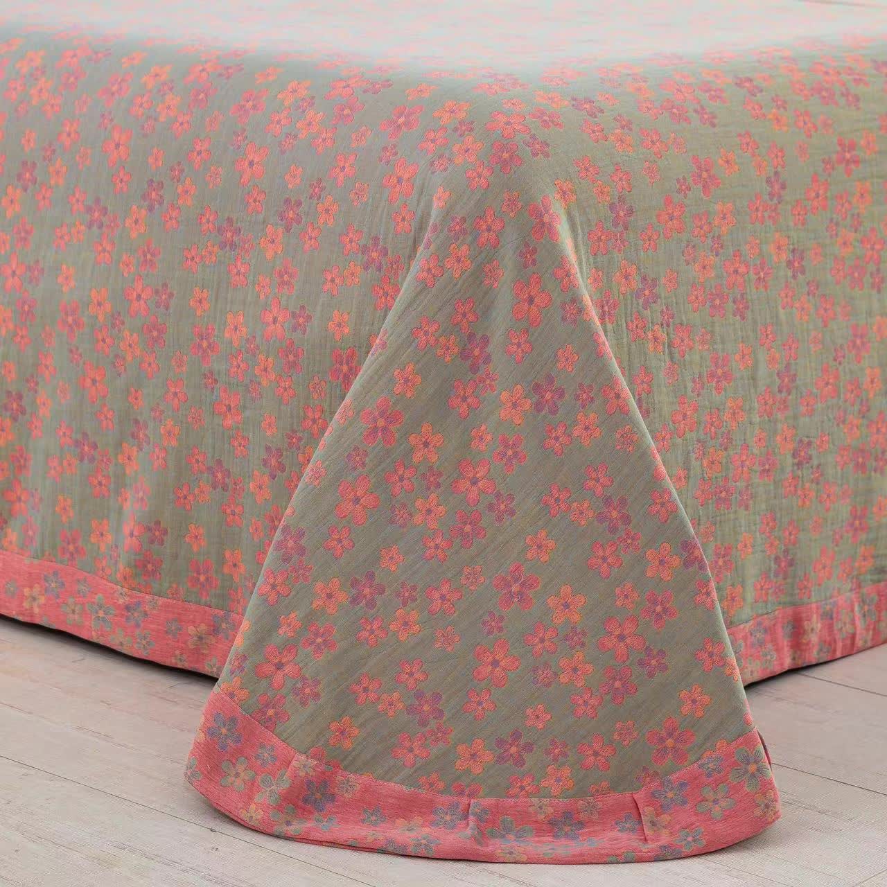 Set di biancheria da letto in garza di cotone con bottoni floreali (4 pezzi)
