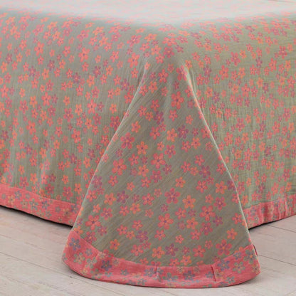 Set di biancheria da letto in garza di cotone con bottoni floreali (4 pezzi)