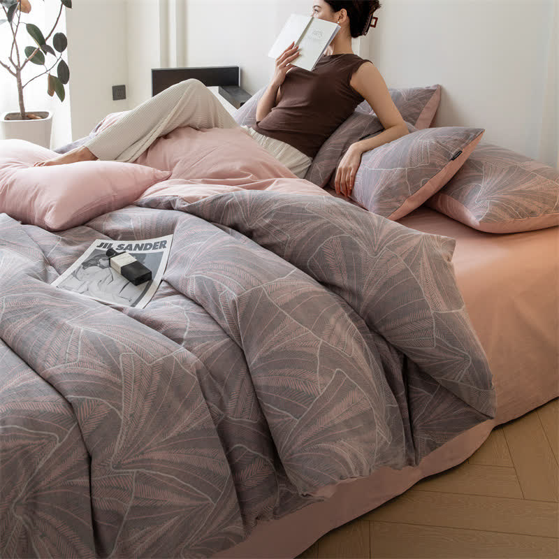 Set di biancheria da letto in garza di cotone jacquard vintage (4 pezzi)